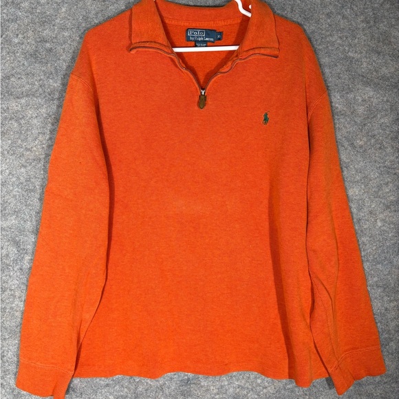 Polo Ralph Lauren 1/4 Zip Orange Sweater Mens Size‎ XLarge Pullover Adult - Picture 1 of 11